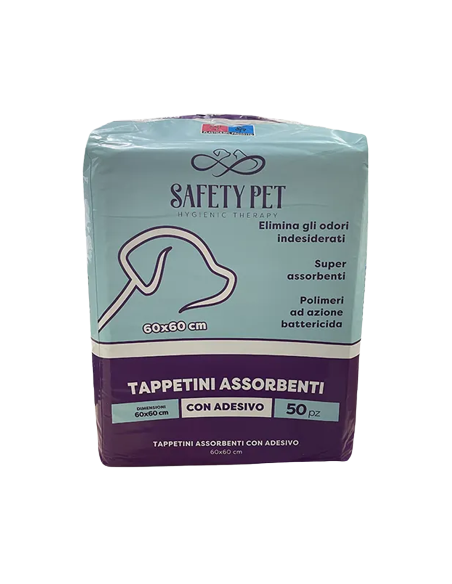 TAPPETINI ASSORBENTI SAFETY PET CON ADESIVO QUICKDRY (60x60)